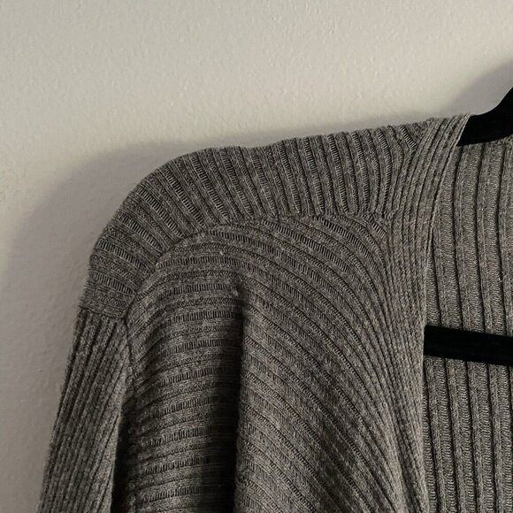 Eileen Fisher Woman Gray Sheer Ribbed Knit Tie Front Cardigan Sweater Size 1X - Picture 9 of 16